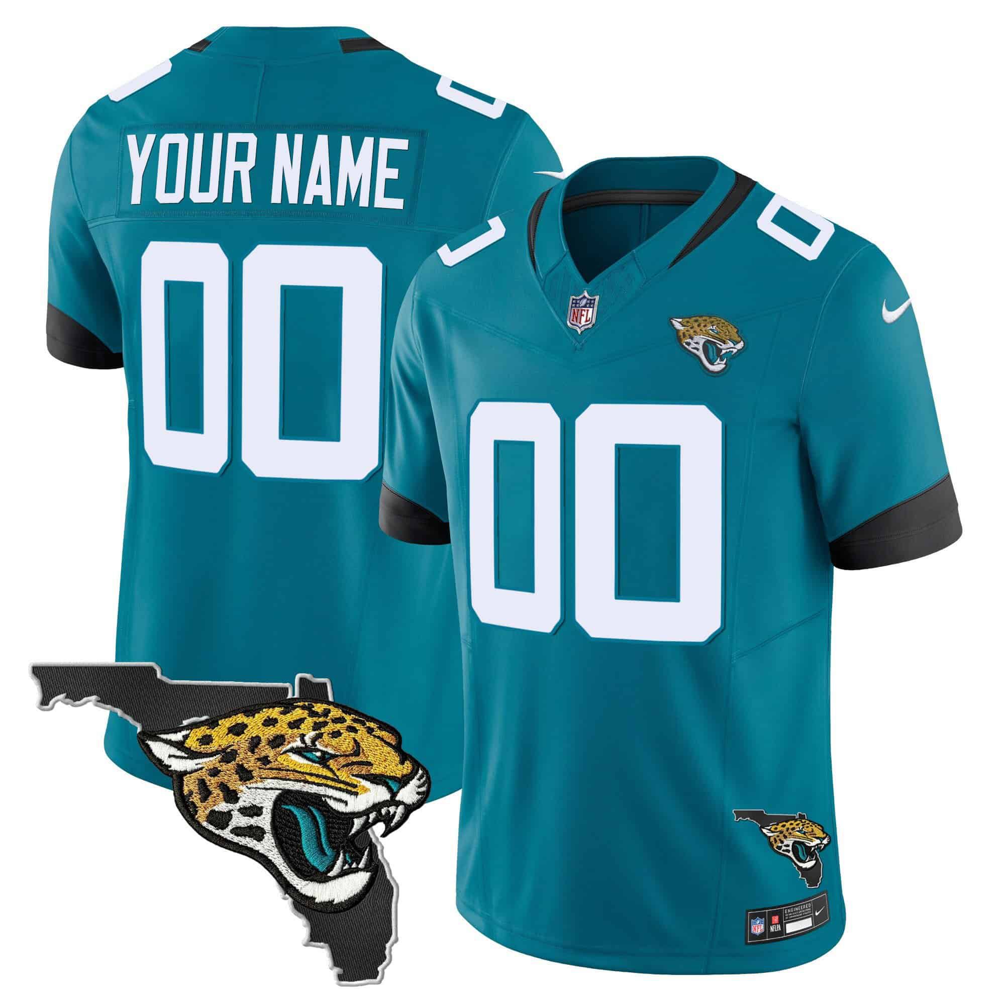 Men Jacksonville Jaguars Green 2024 Nike Florida Patch Vapor Custom NFL Jersey style 1->customized nfl jersey->Custom Jersey